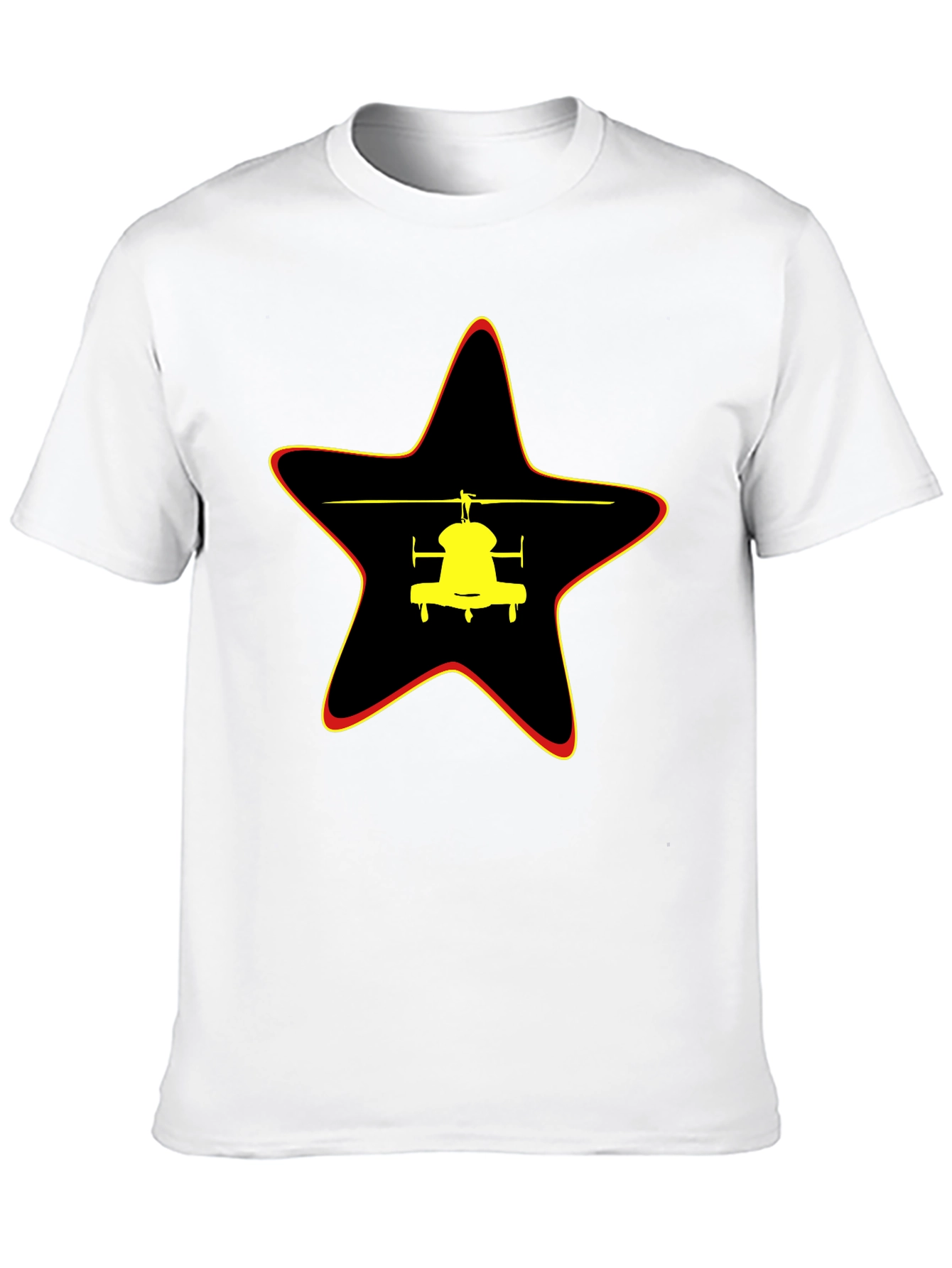 Helicopter Star Graphic Black T-Shirt