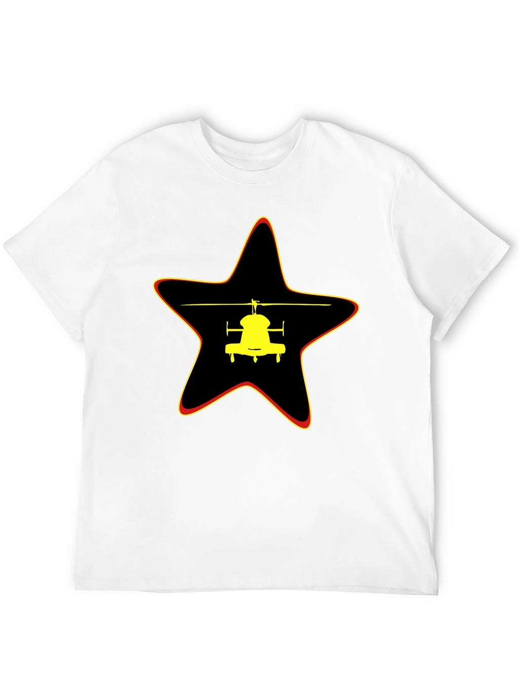 Helicopter Star Graphic Black T-Shirt