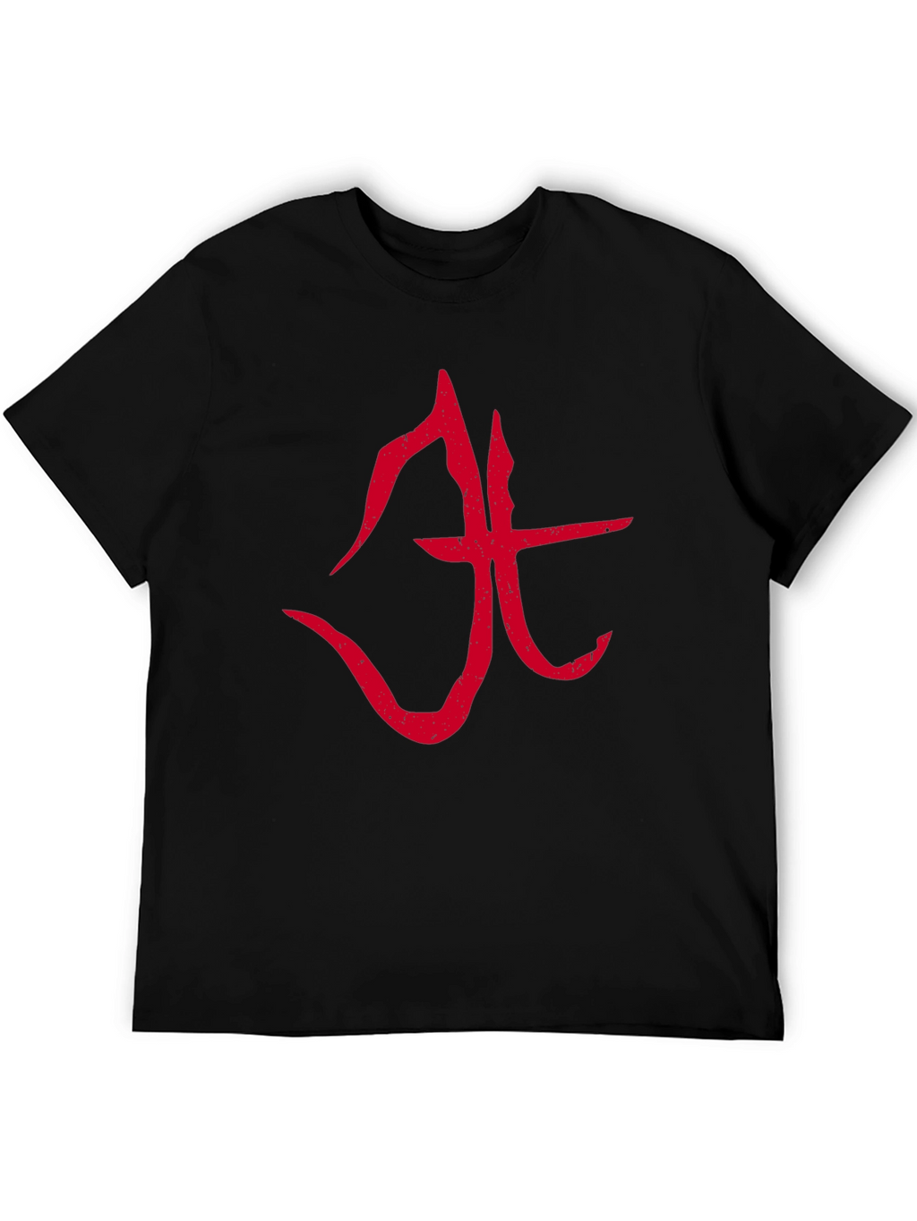 Abstract Red Symbol Graphic T-Shirt - Black