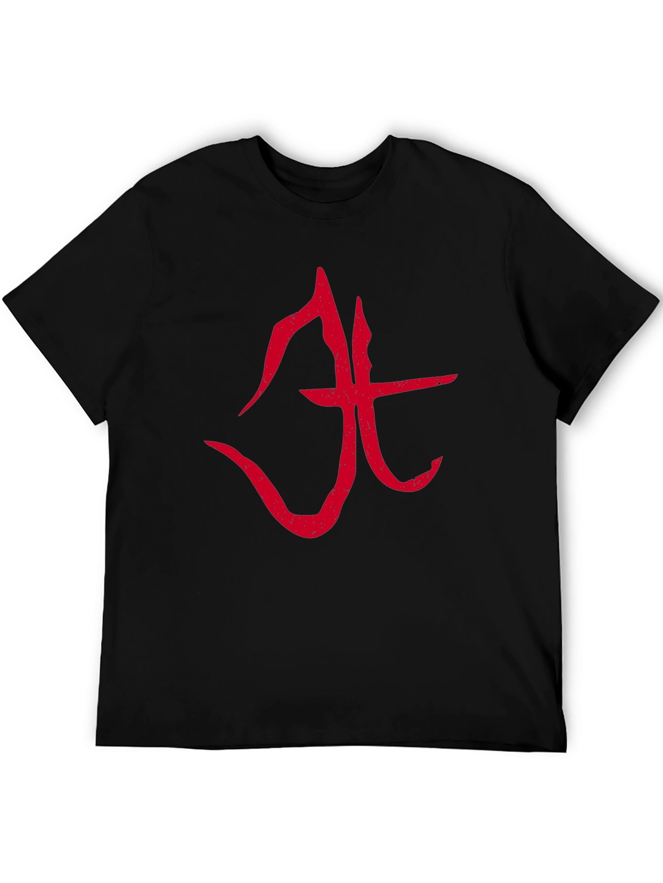 Abstract Red Symbol Graphic T-Shirt - Black