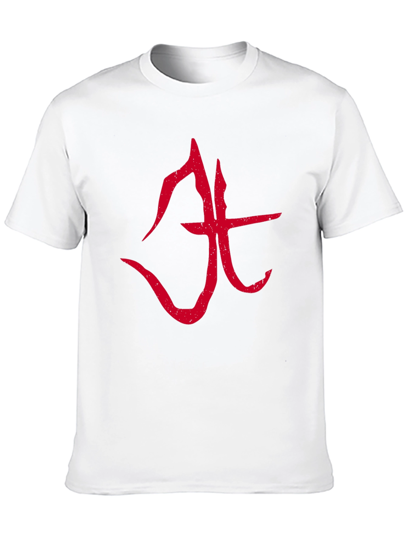 Abstract Red Symbol Graphic T-Shirt - Black