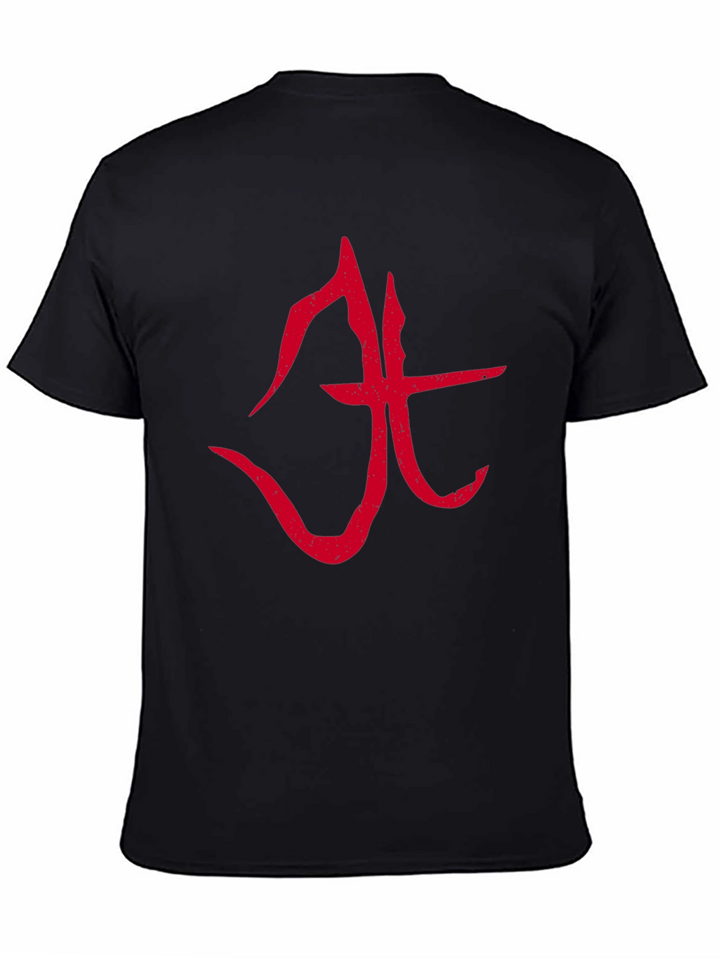 Abstract Red Symbol Graphic T-Shirt - Black
