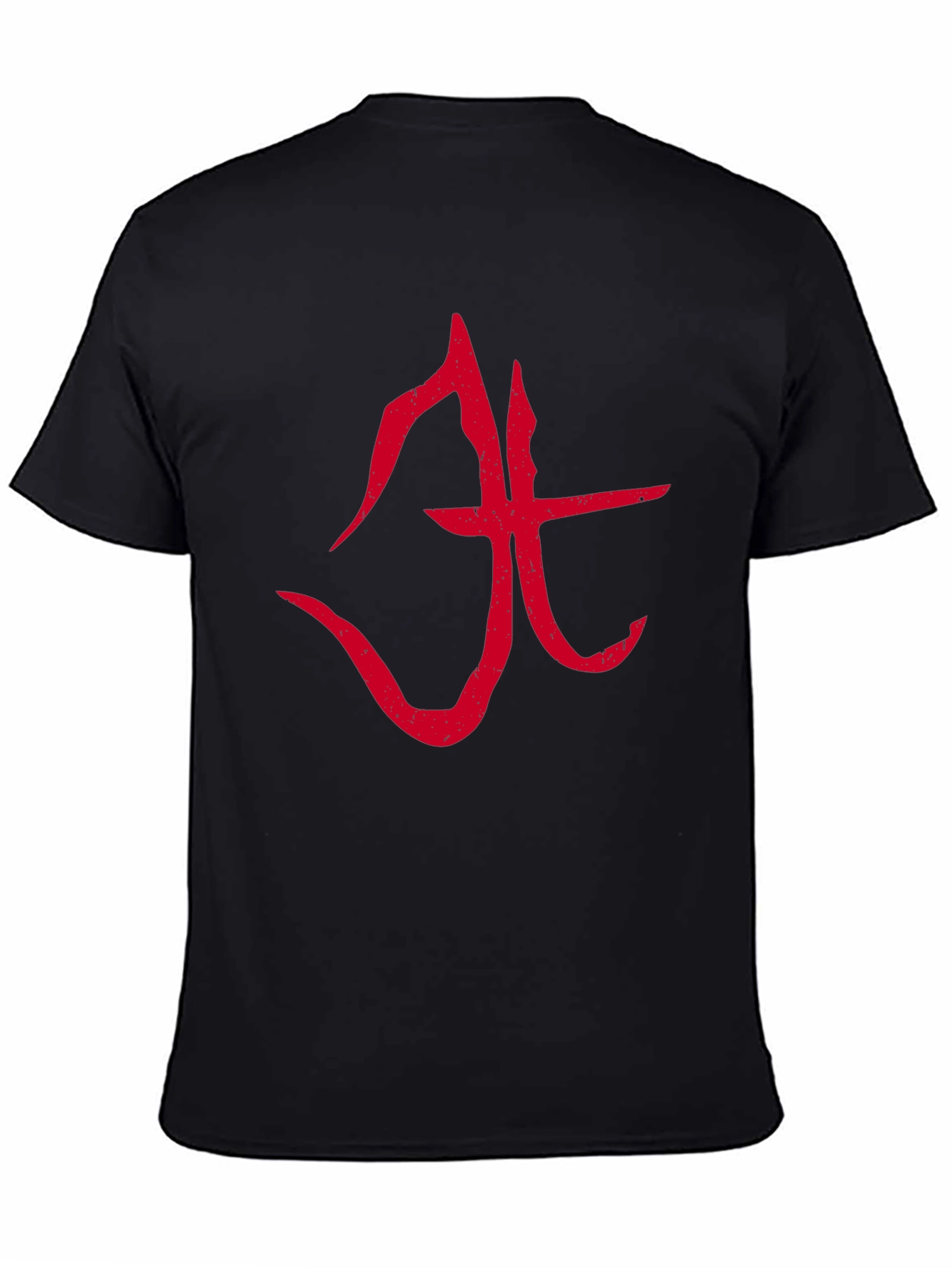 Abstract Red Symbol Graphic T-Shirt - Black