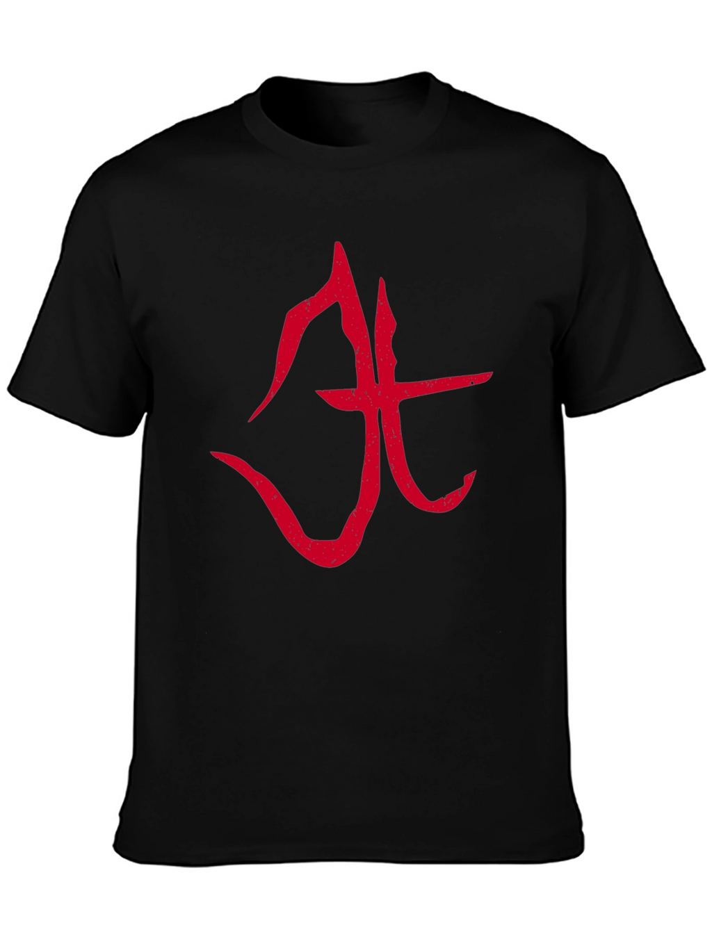 Abstract Red Symbol Graphic T-Shirt - Black