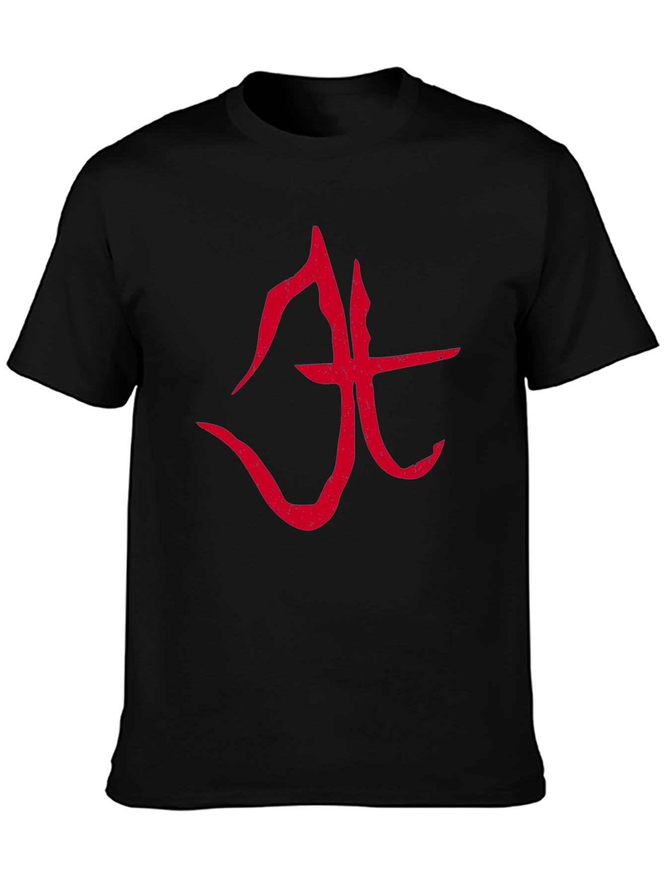 Abstract Red Symbol Graphic T-Shirt - Black