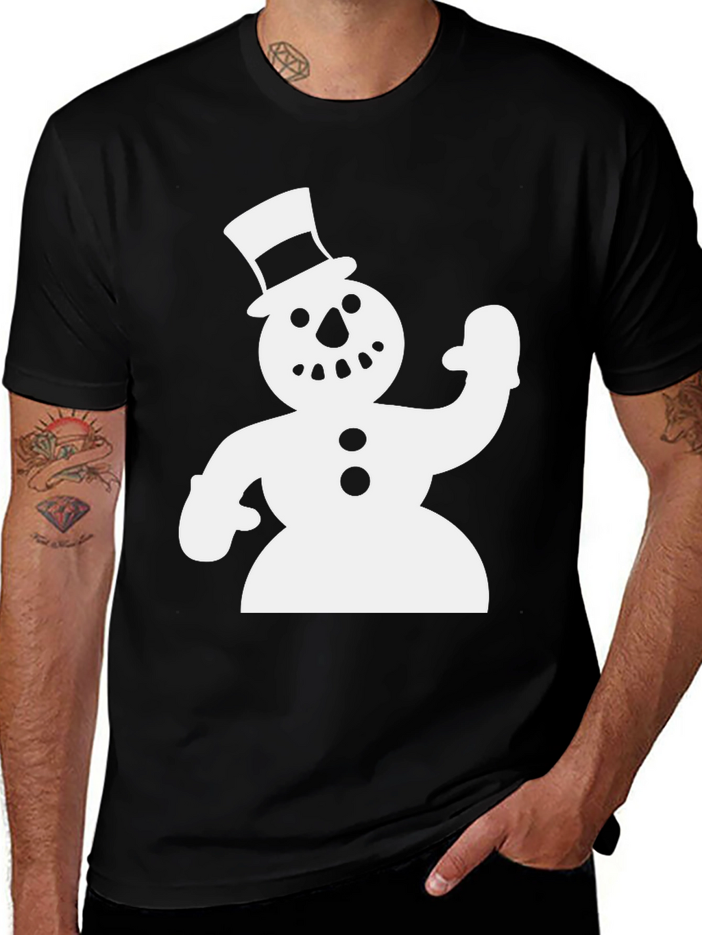 Snowman Graphic Black T-Shirt