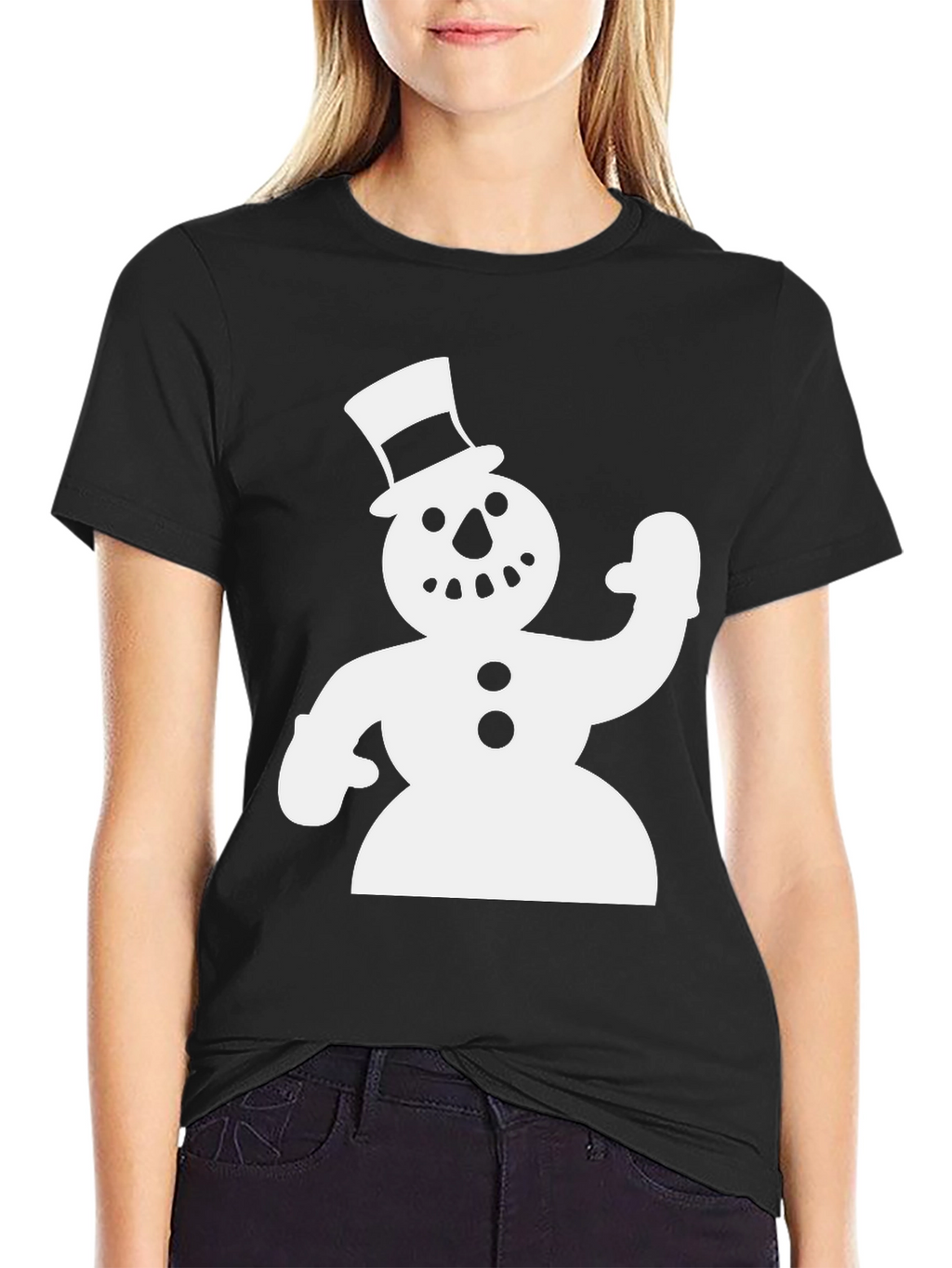 Snowman Graphic Black T-Shirt