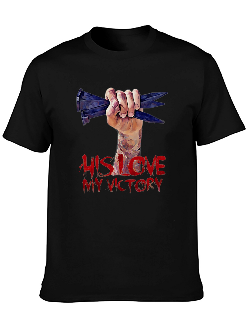 His Love My Victory Graphic Tee - Black