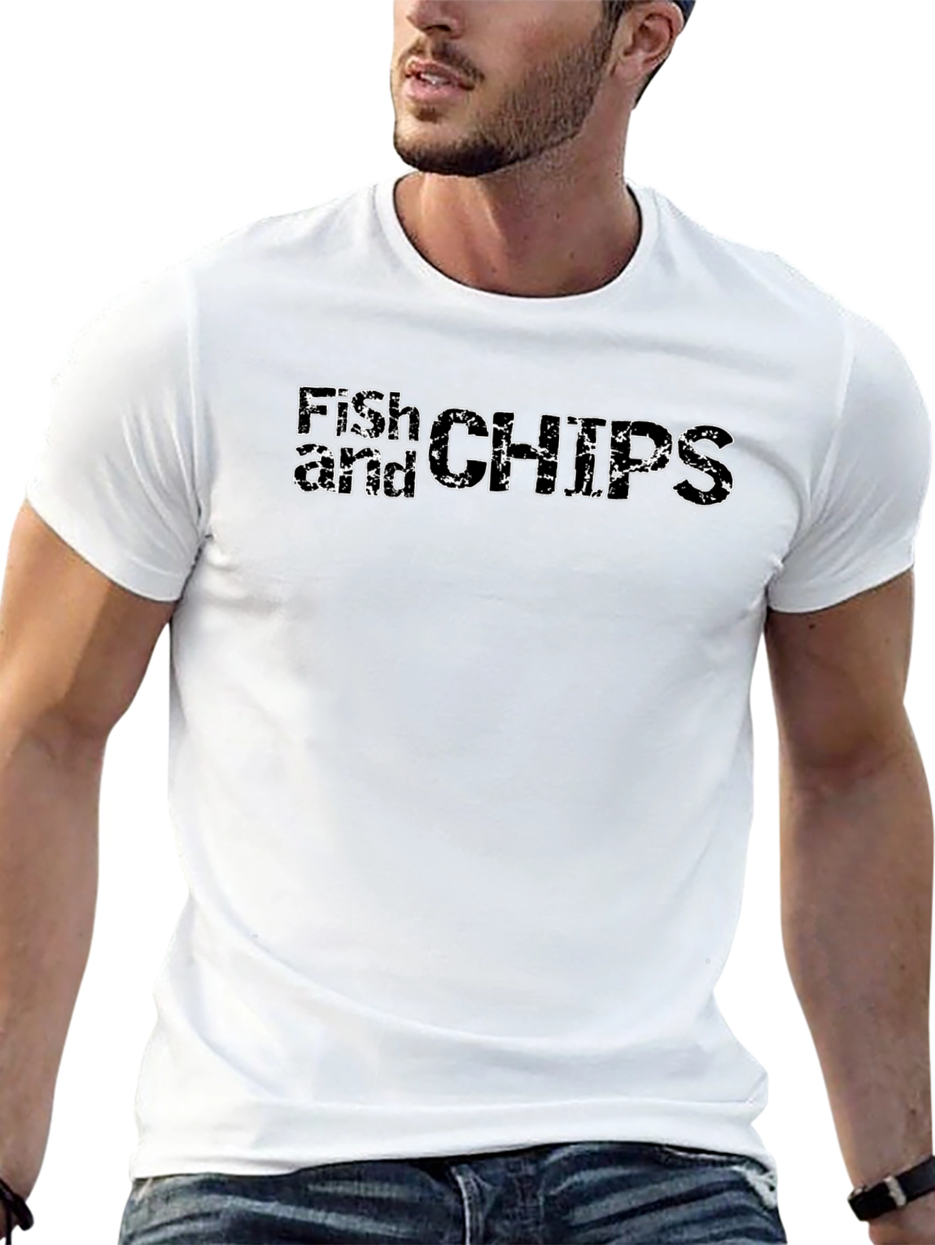 Fish and Chips Graphic Black T-Shirt