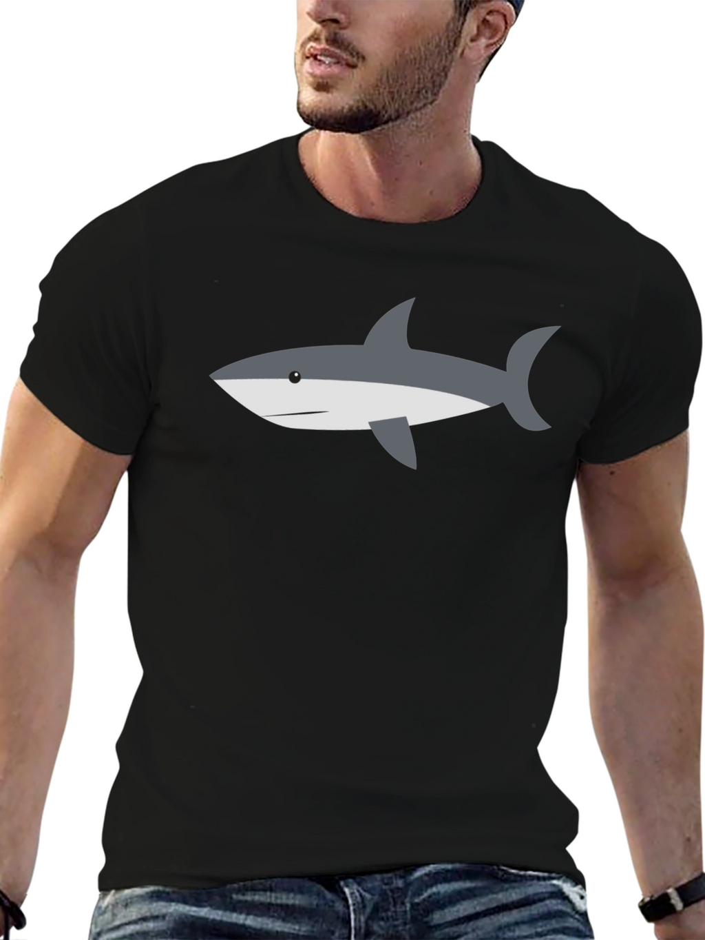 Shark Graphic Tee - Casual Black T-Shirt