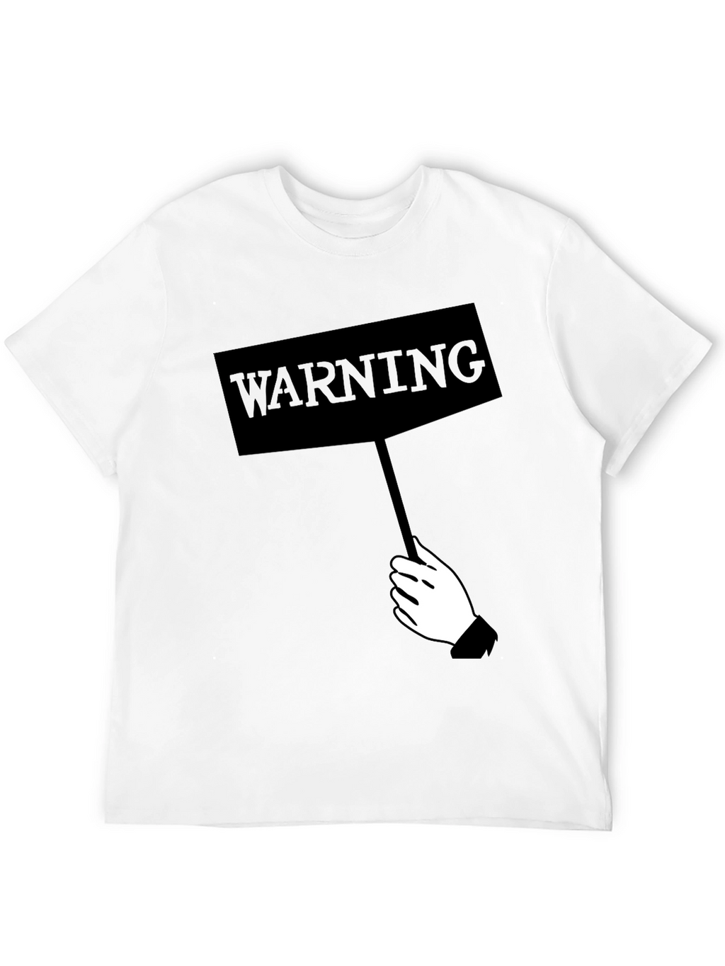 Warning Sign Graphic Tee - Black Crew Neck Shirt
