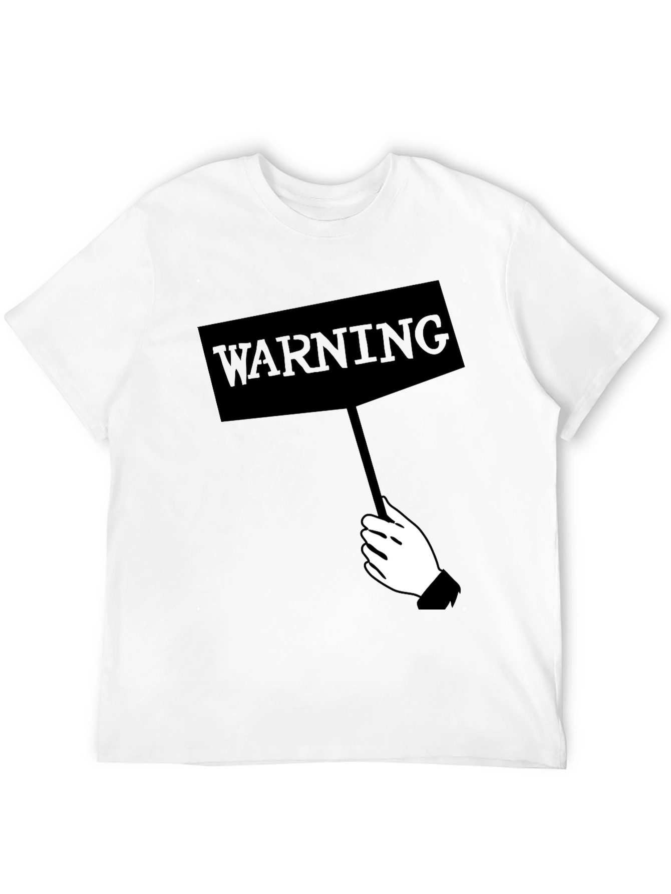 Warning Sign Graphic Tee - Black Crew Neck Shirt