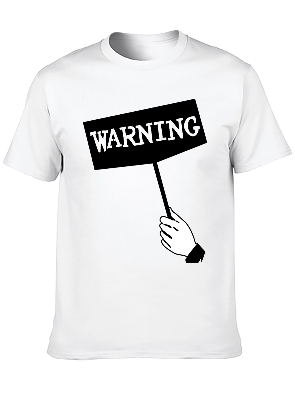 Warning Sign Graphic Tee - Black Crew Neck Shirt