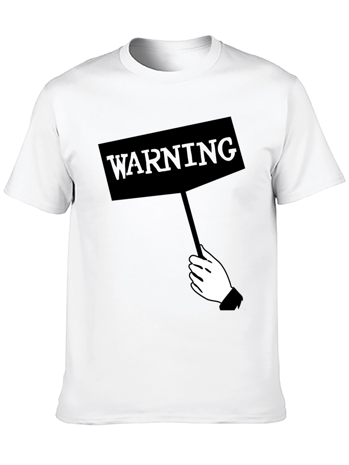Warning Sign Graphic Tee - Black Crew Neck Shirt