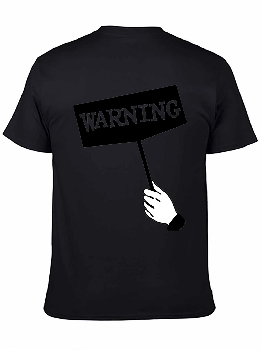 Warning Sign Graphic Tee - Black Crew Neck Shirt