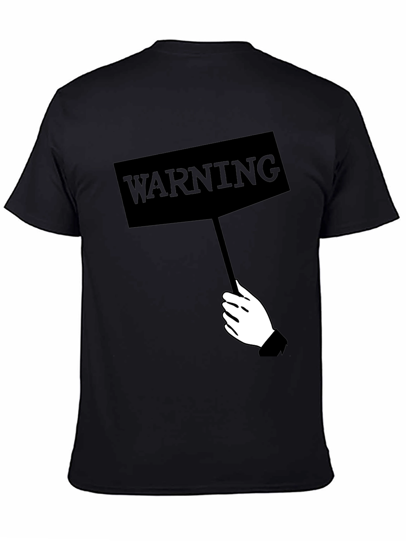 Warning Sign Graphic Tee - Black Crew Neck Shirt