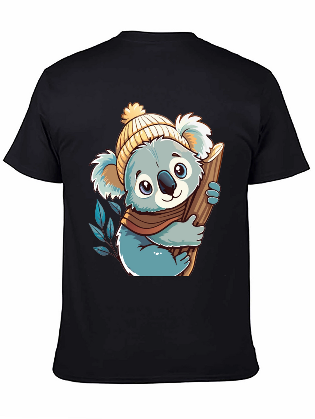Koala Bear Graphic Tee - Black Cotton Shirt