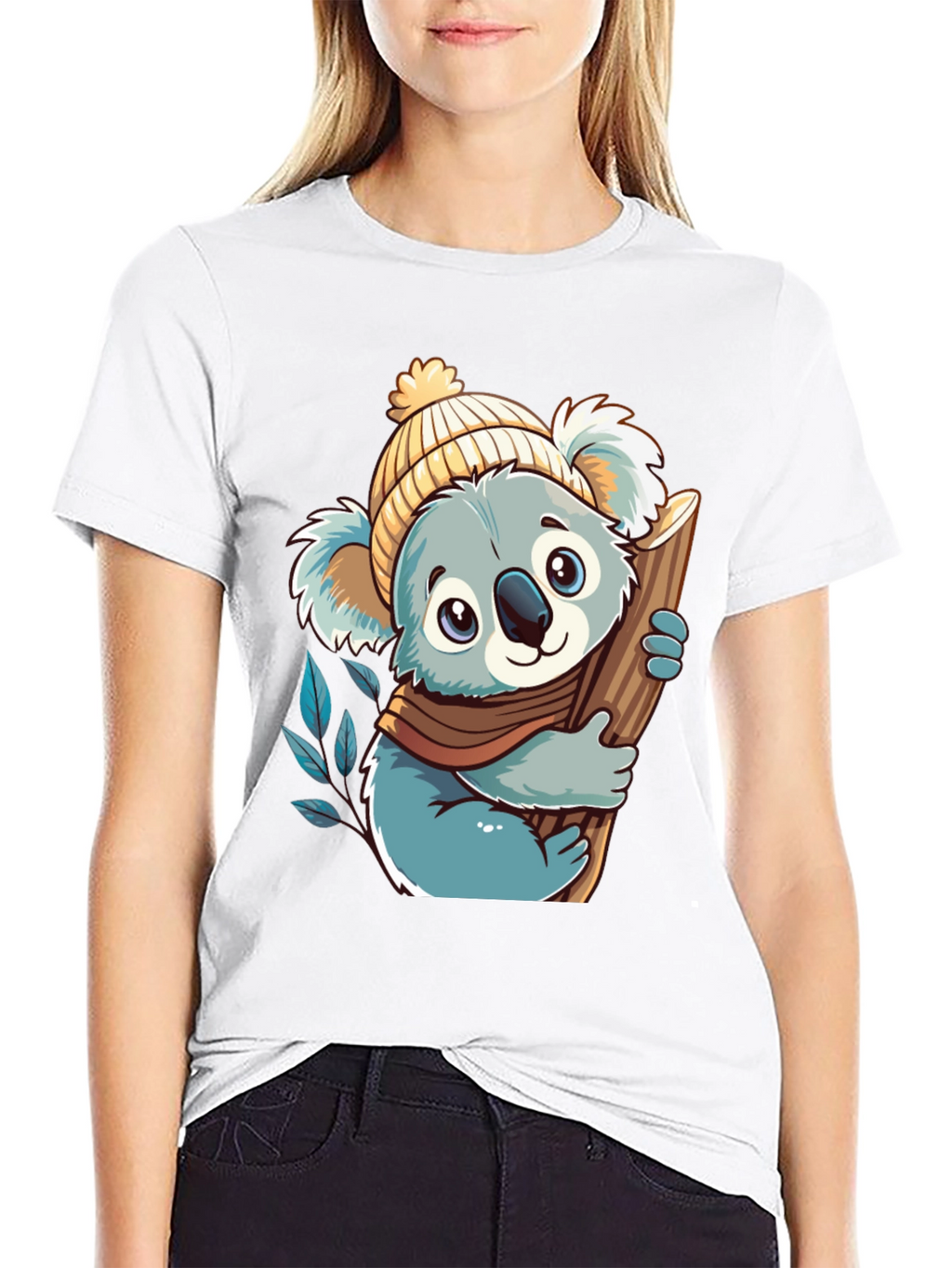 Koala Bear Graphic Tee - Black Cotton Shirt