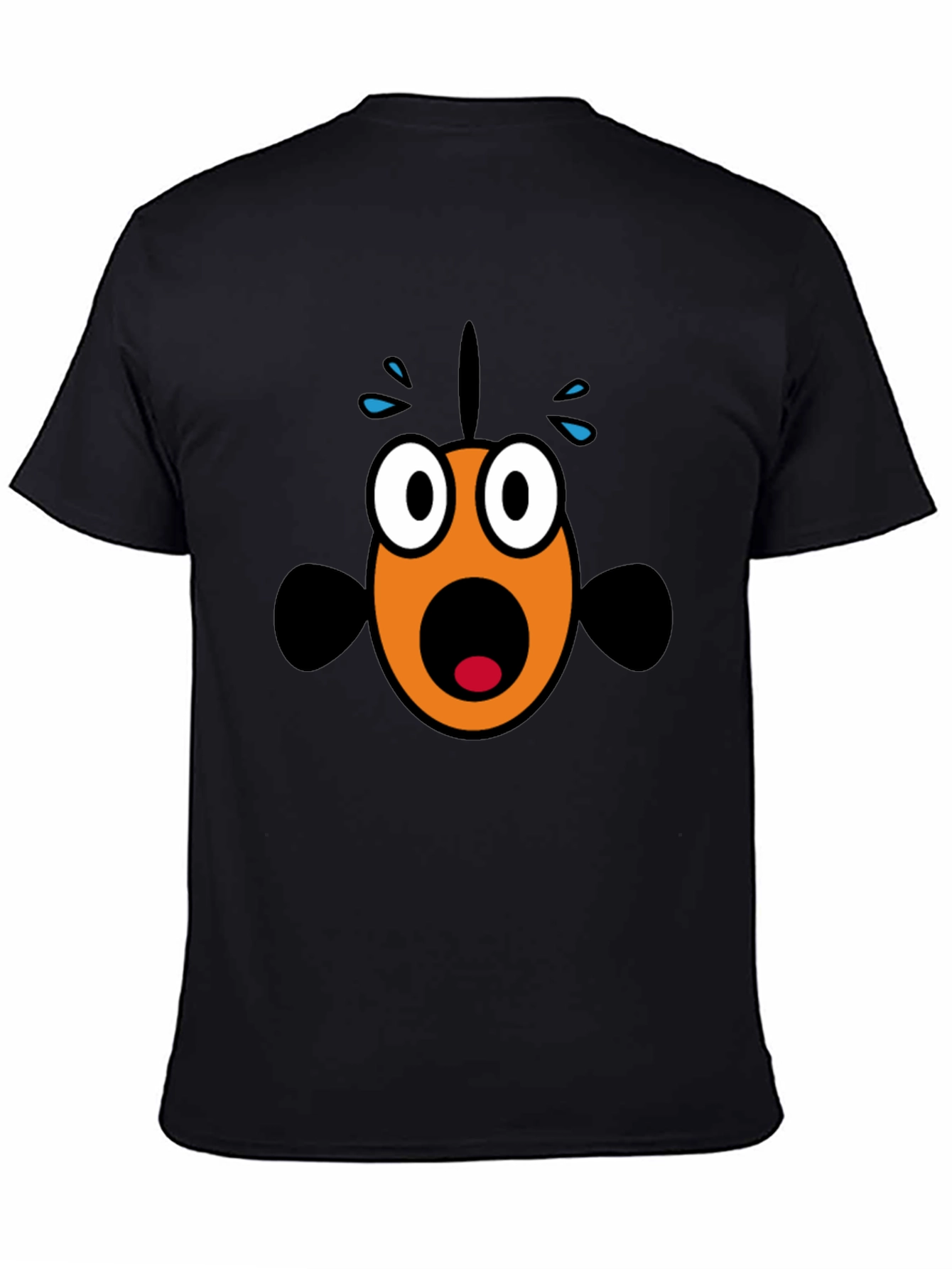 Scared Fish Graphic Tee - Black Cotton Blend