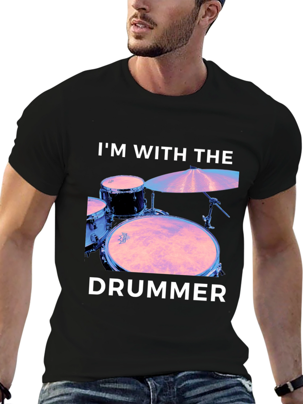 Im With The Drummer Black T-Shirt