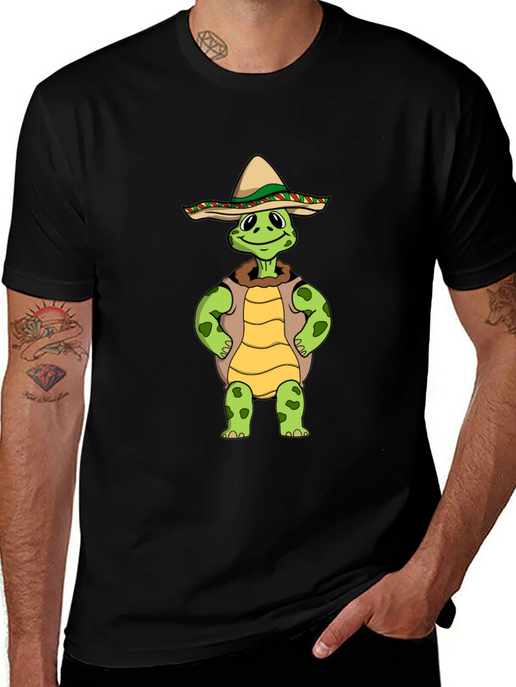 Funny Turtle Sombrero Graphic T-Shirt