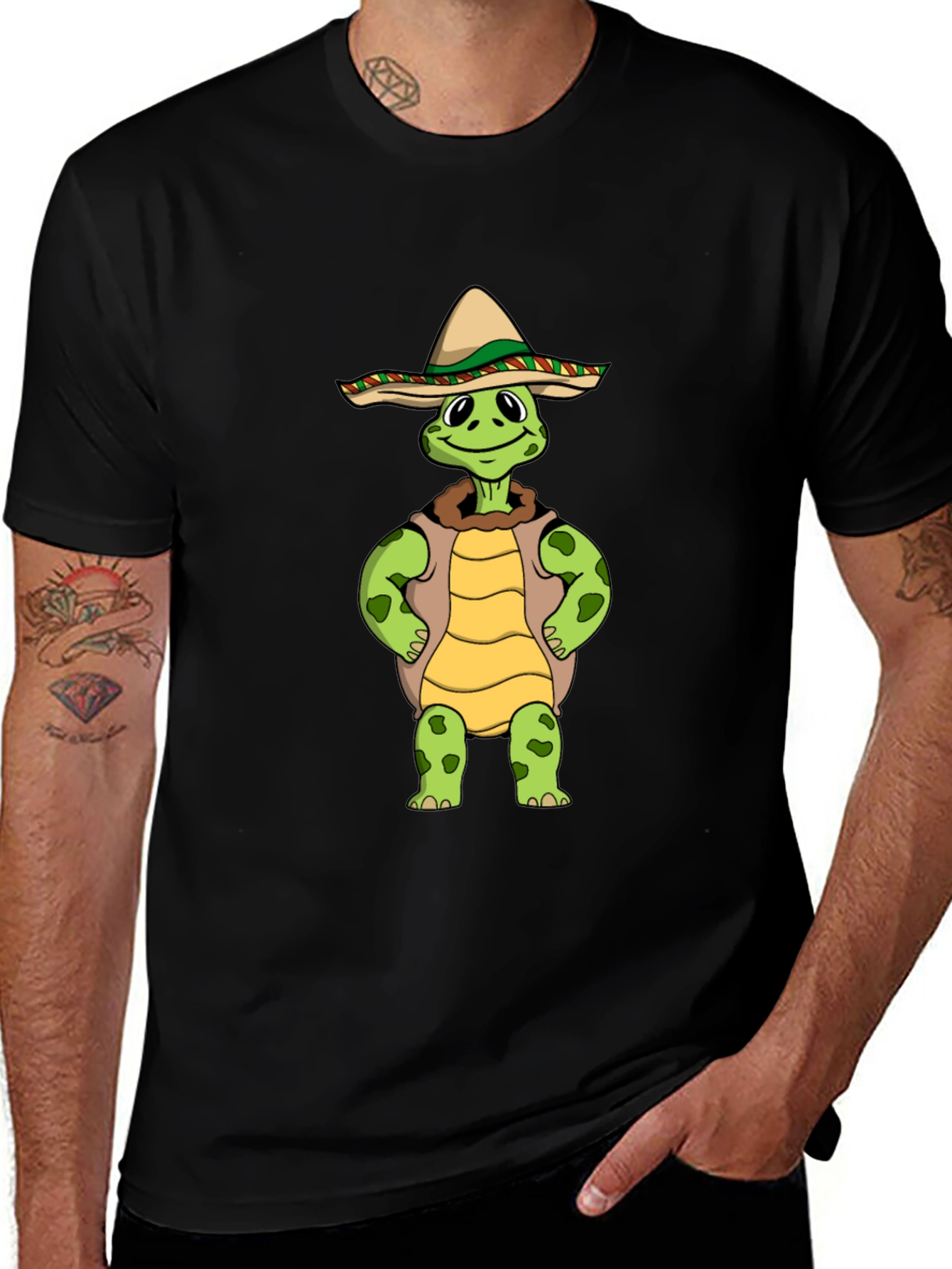 Funny Turtle Sombrero Graphic T-Shirt