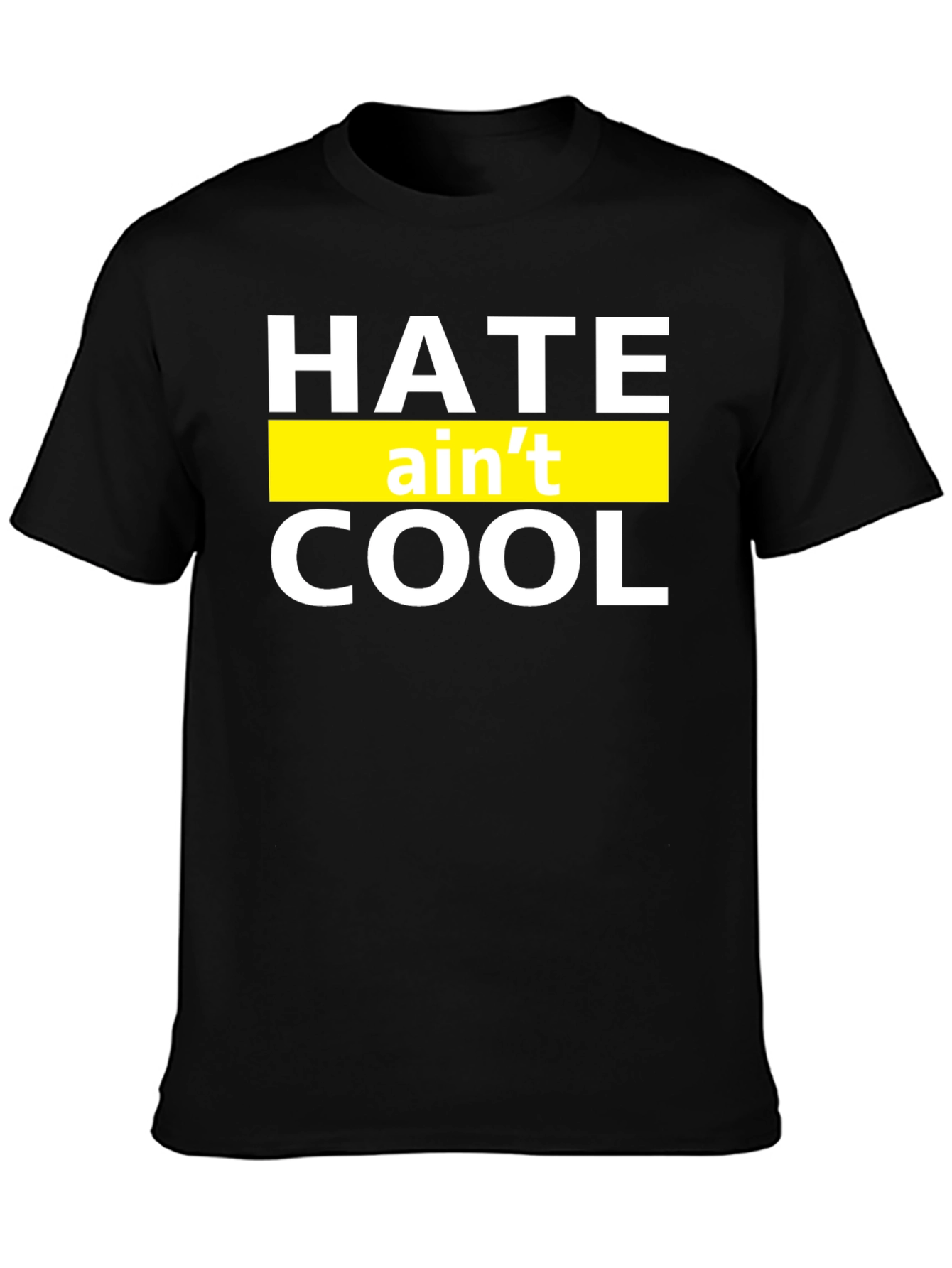 Hate Aint Cool Graphic T-Shirt - Black Crew Neck