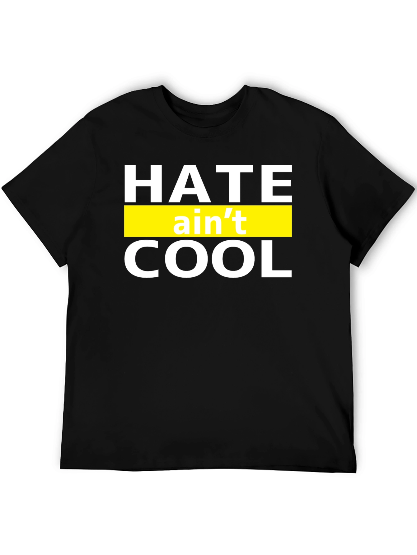 Hate Aint Cool Graphic T-Shirt - Black Crew Neck