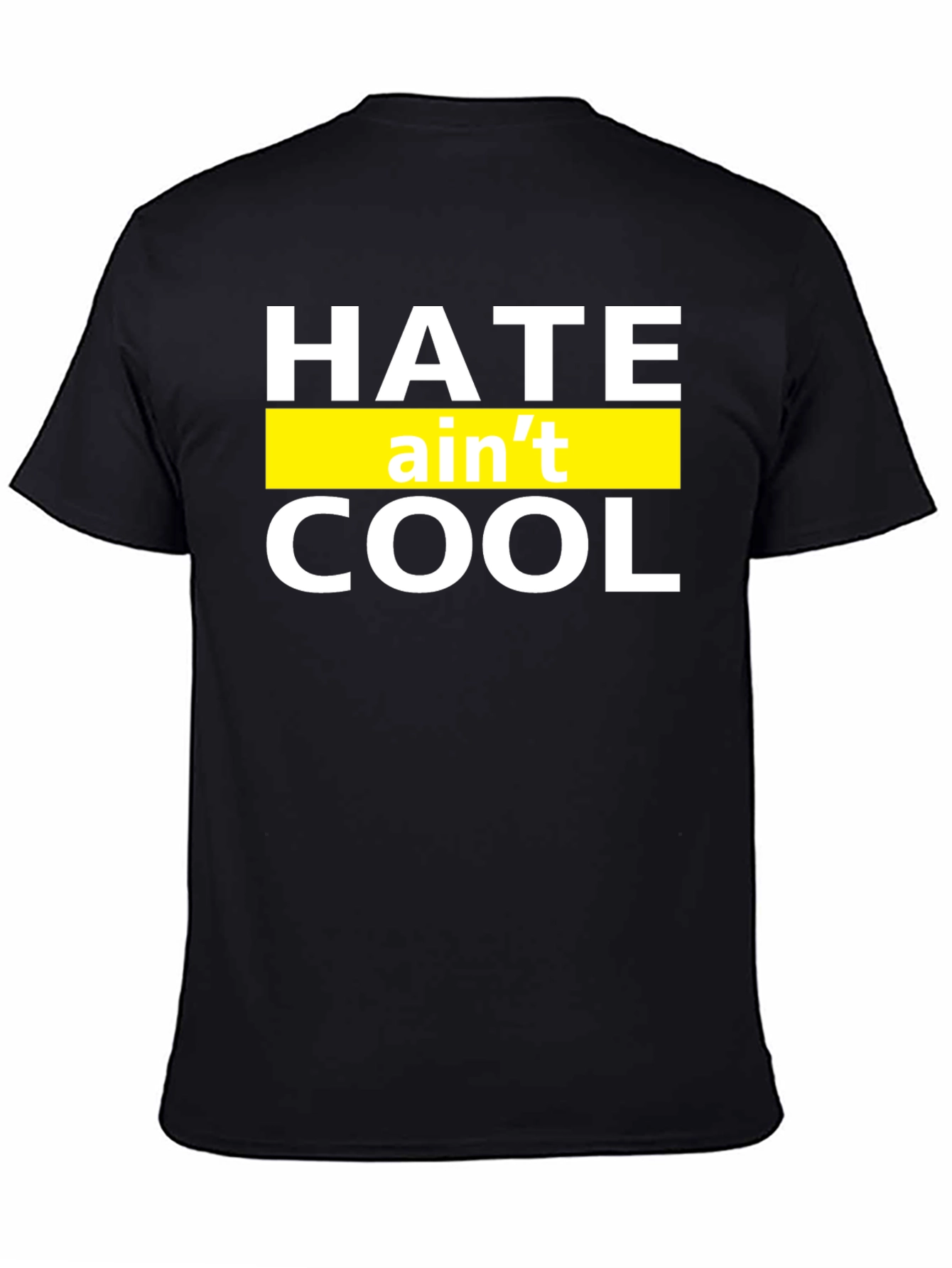 Hate Aint Cool Graphic T-Shirt - Black Crew Neck