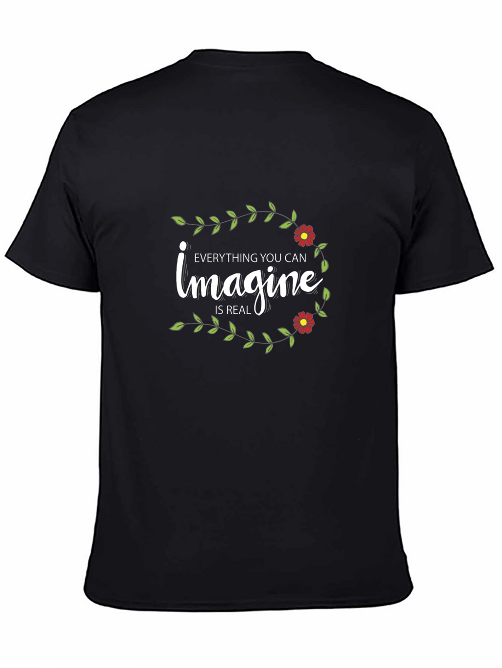 Imagine Floral Graphic Tee - Black Cotton T-Shirt