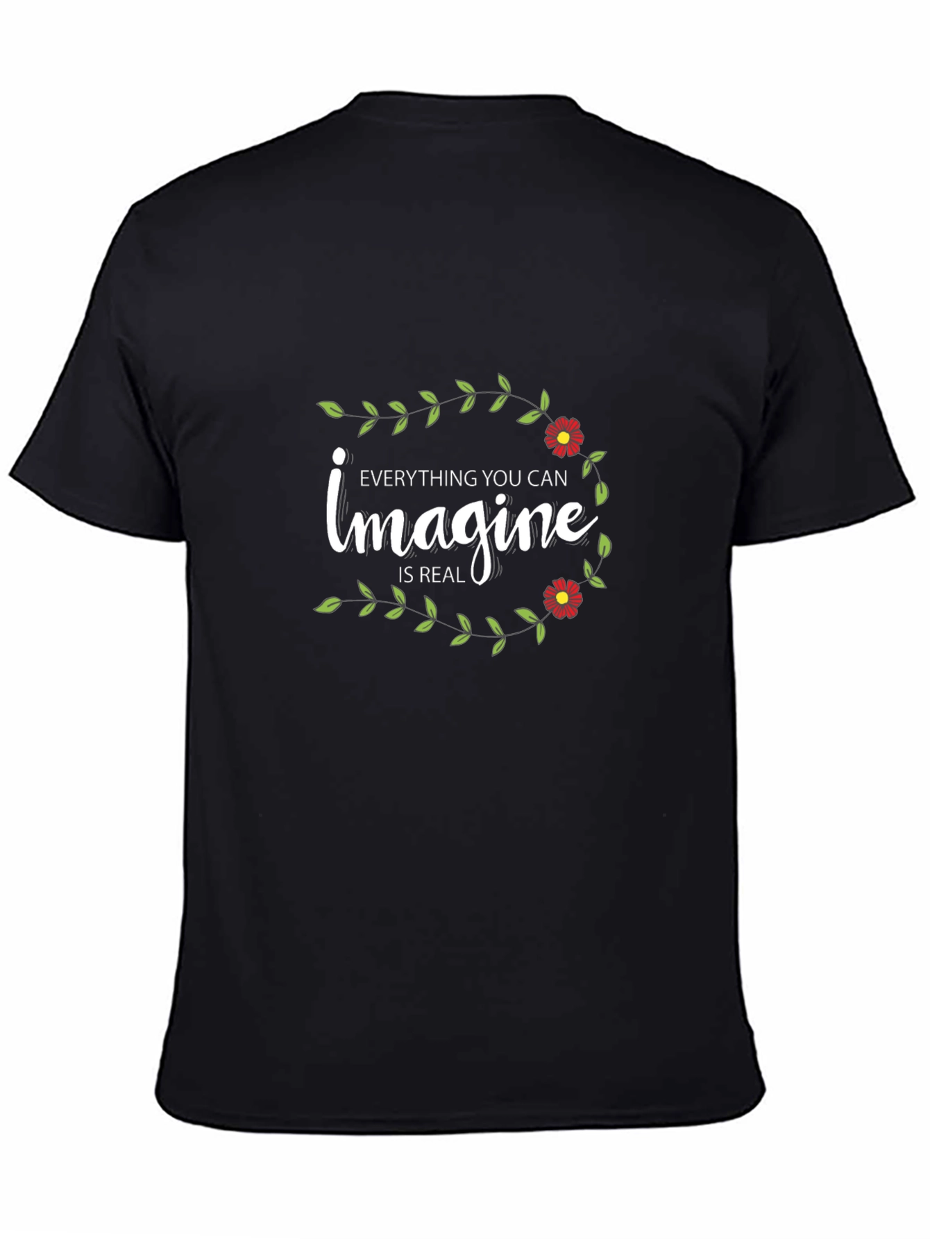 Imagine Floral Graphic Tee - Black Cotton T-Shirt