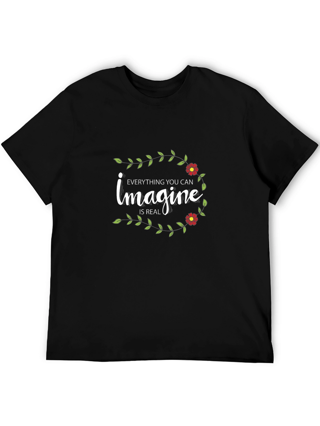 Imagine Floral Graphic Tee - Black Cotton T-Shirt