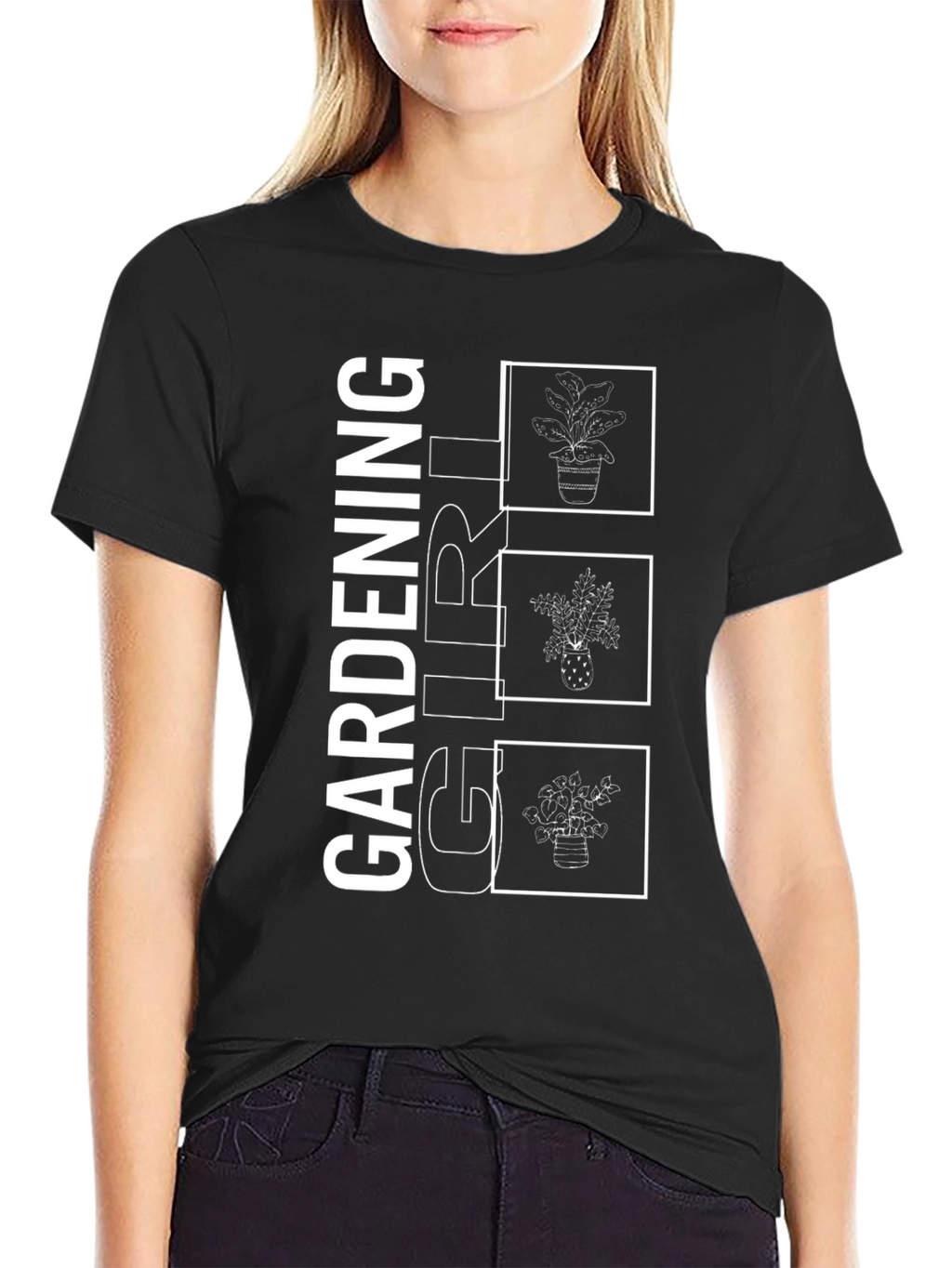 Gardening Girl Graphic Tee - Black Cotton T-Shirt