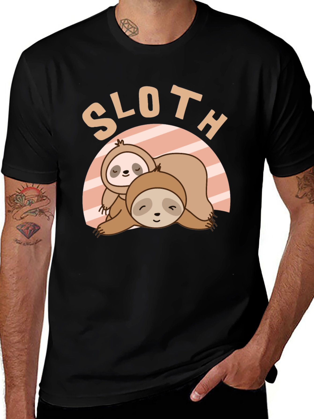 Cute Sloth Graphic T-Shirt - Relaxed Fit