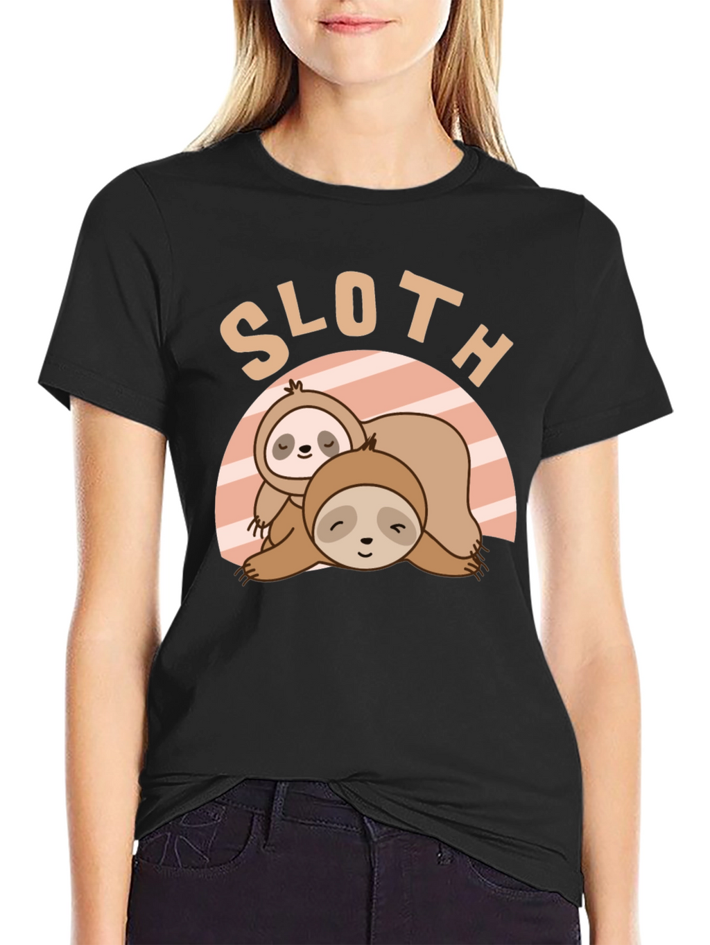 Cute Sloth Graphic T-Shirt - Relaxed Fit