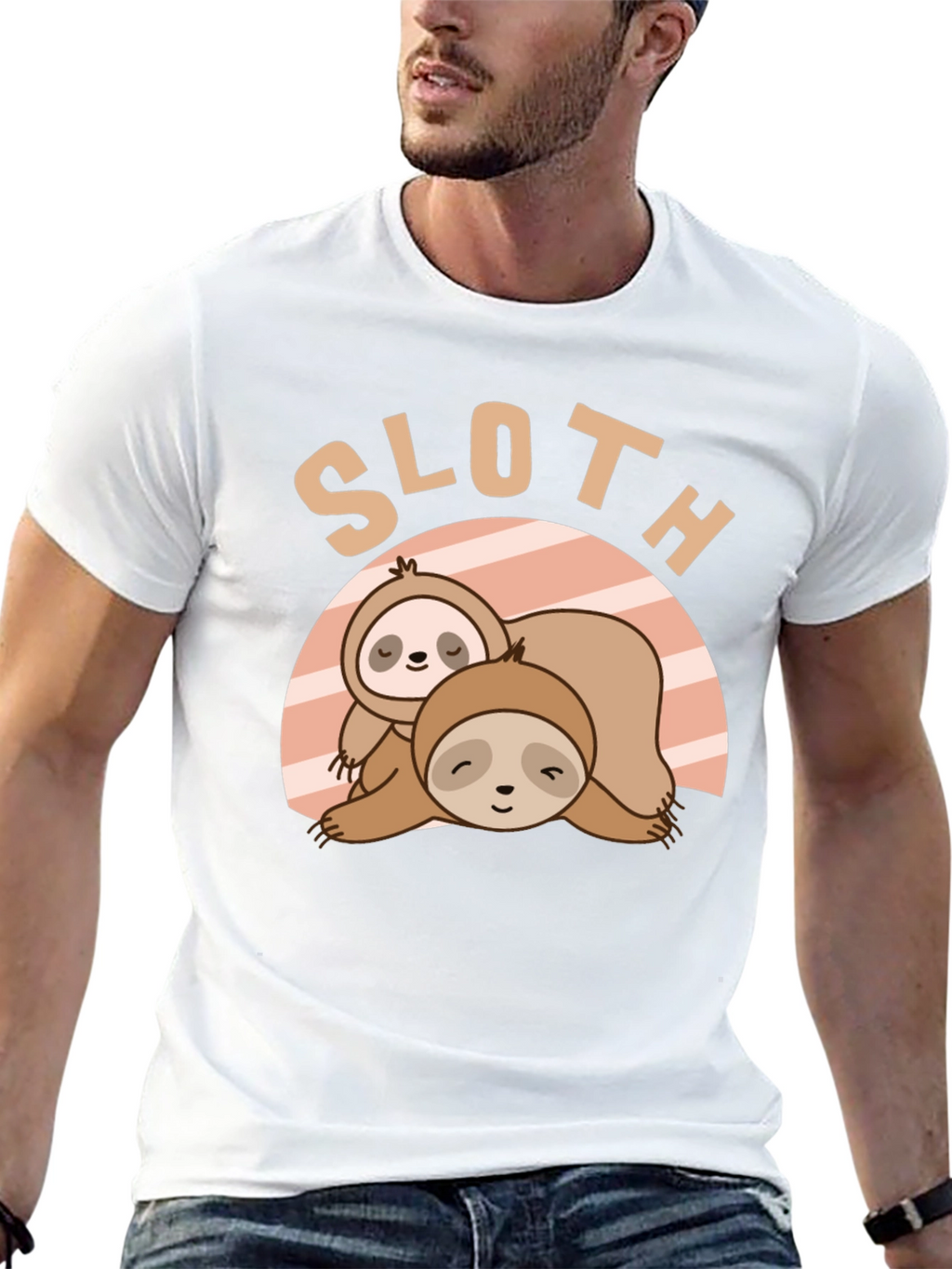 Cute Sloth Graphic T-Shirt - Relaxed Fit
