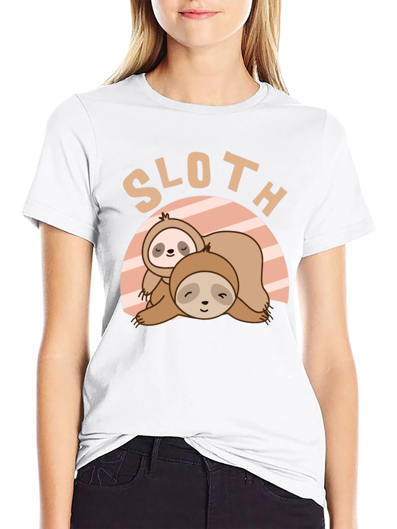 Cute Sloth Graphic T-Shirt - Relaxed Fit