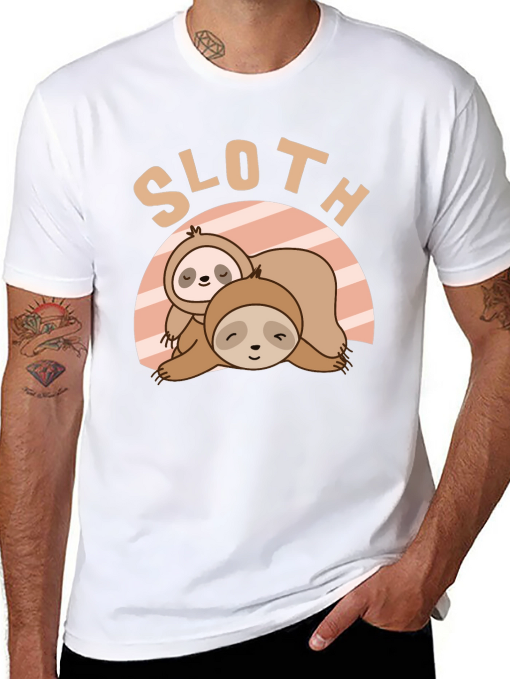 Cute Sloth Graphic T-Shirt - Relaxed Fit