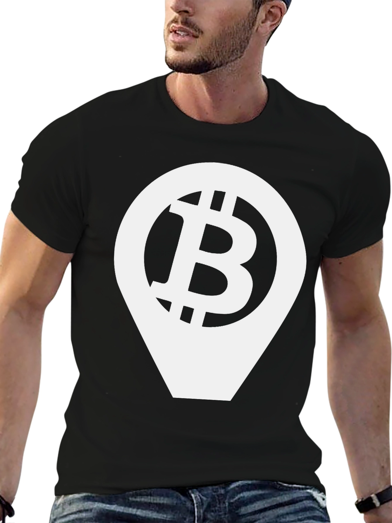 Bitcoin Location Pin Black T-Shirt