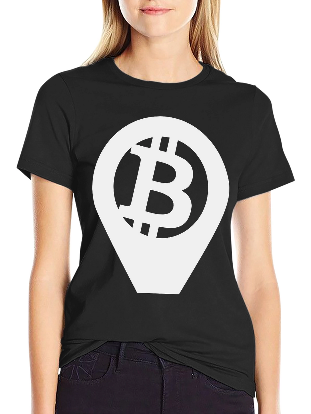 Bitcoin Location Pin Black T-Shirt