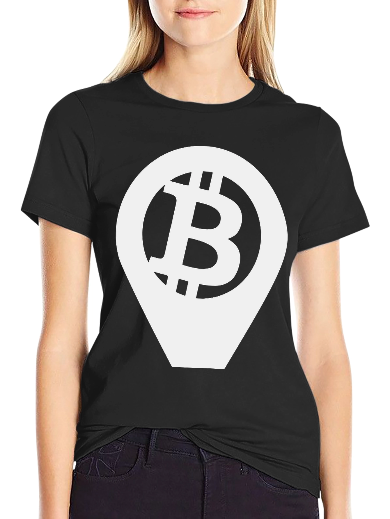 Bitcoin Location Pin Black T-Shirt
