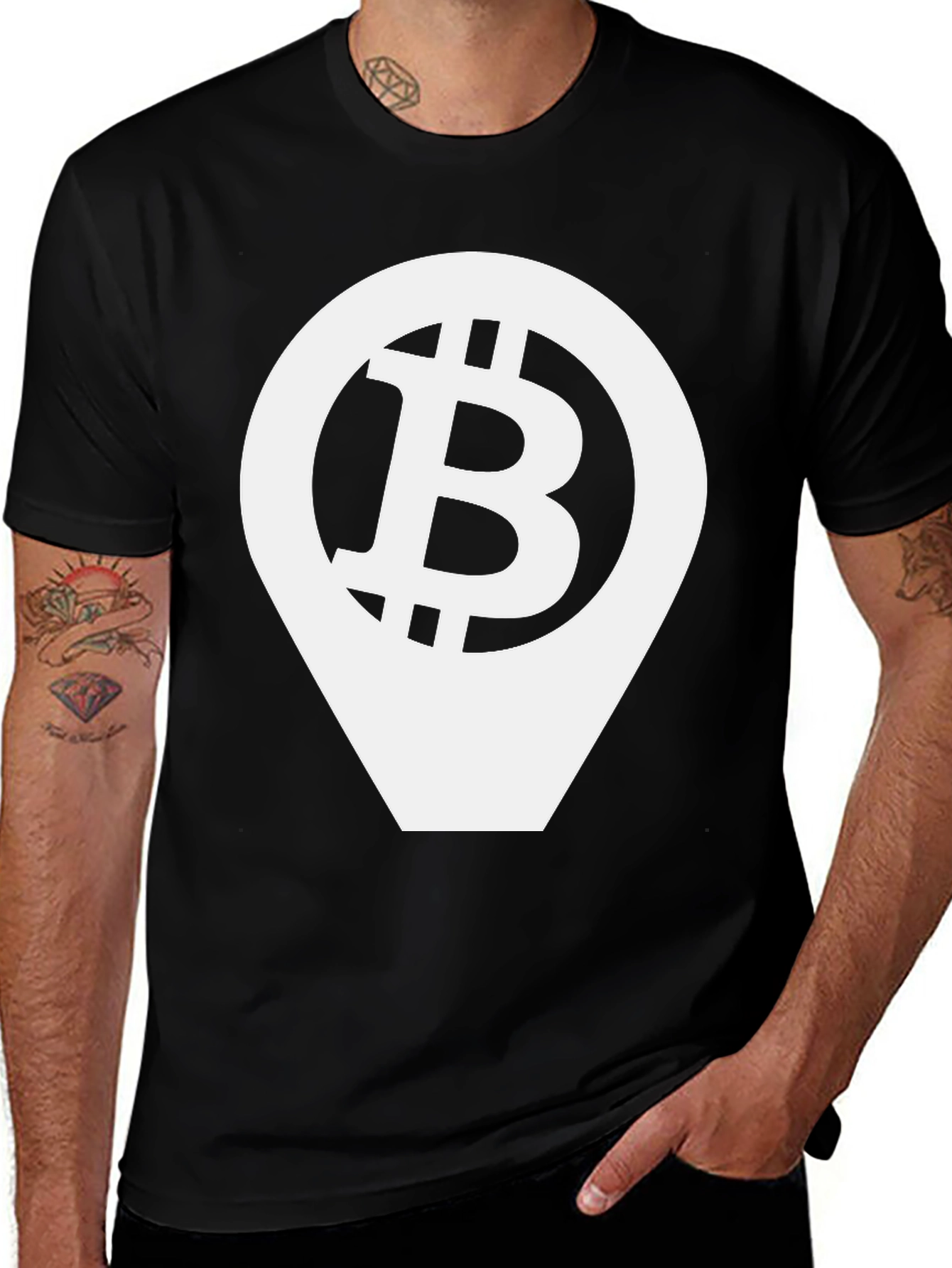 Bitcoin Location Pin Black T-Shirt