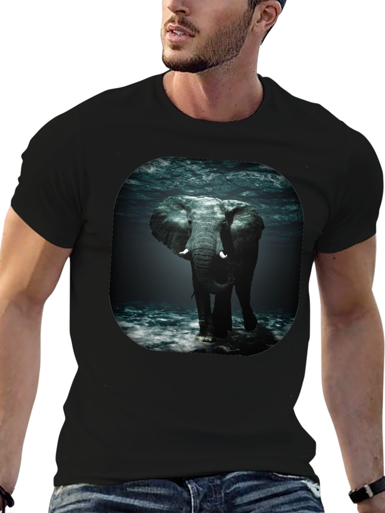 Elephant Underwater Black T-Shirt