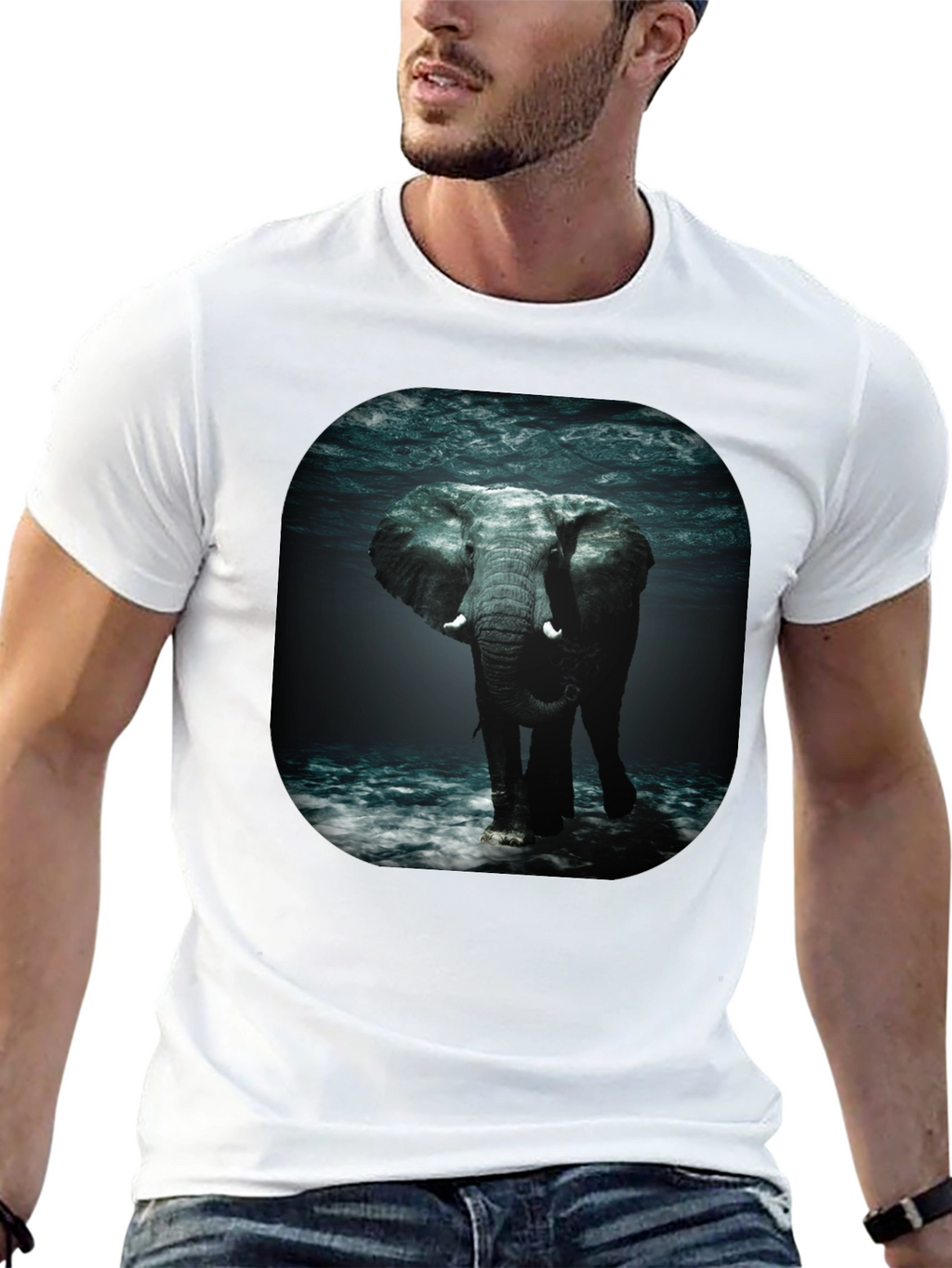 Elephant Underwater Black T-Shirt