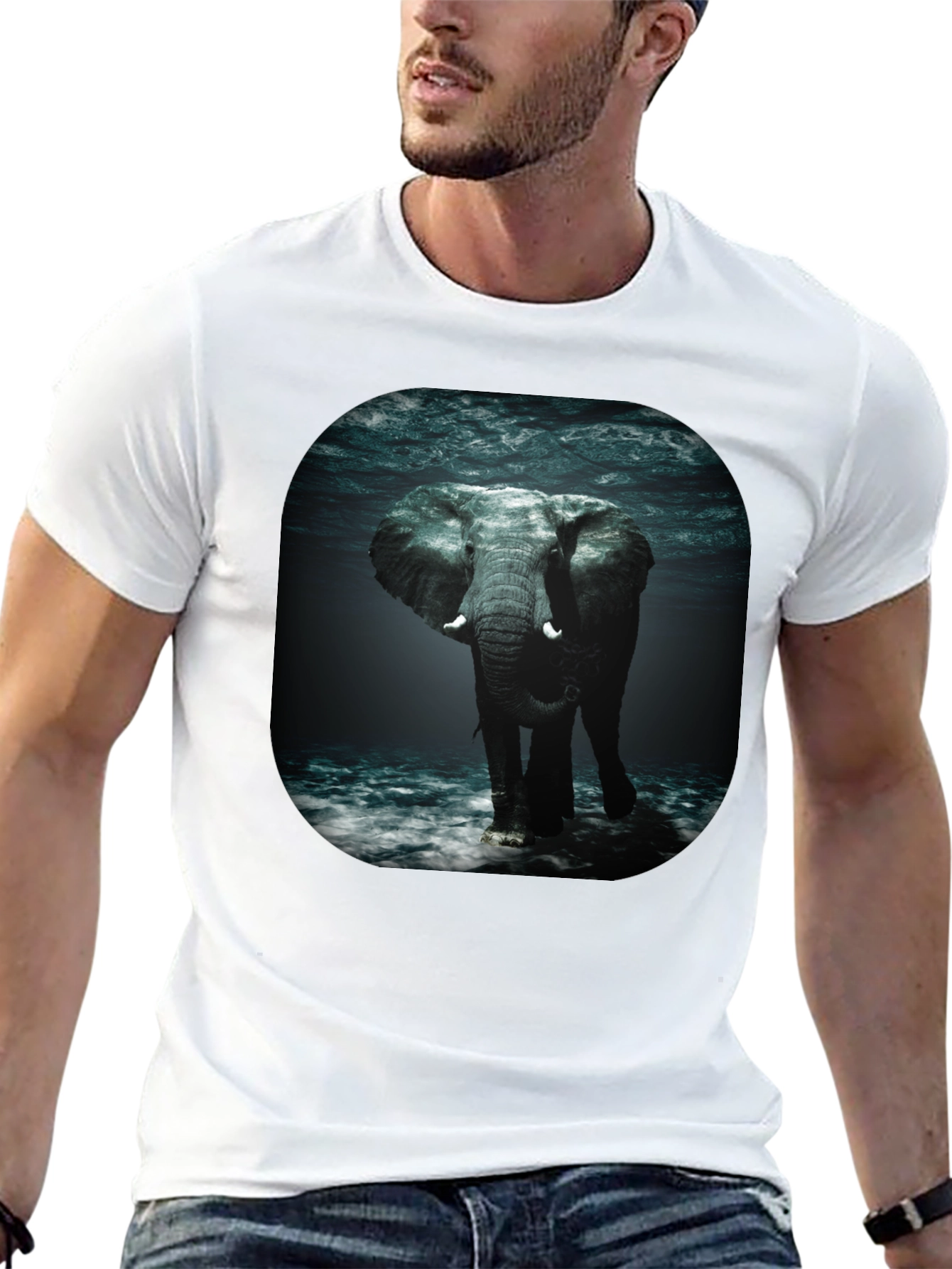 Elephant Underwater Black T-Shirt