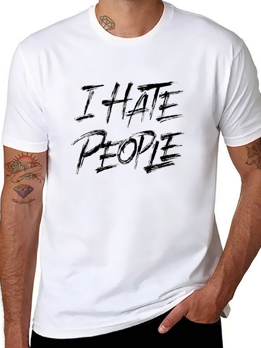 I Hate People Graphic Tee - Black Cotton T-Shirt