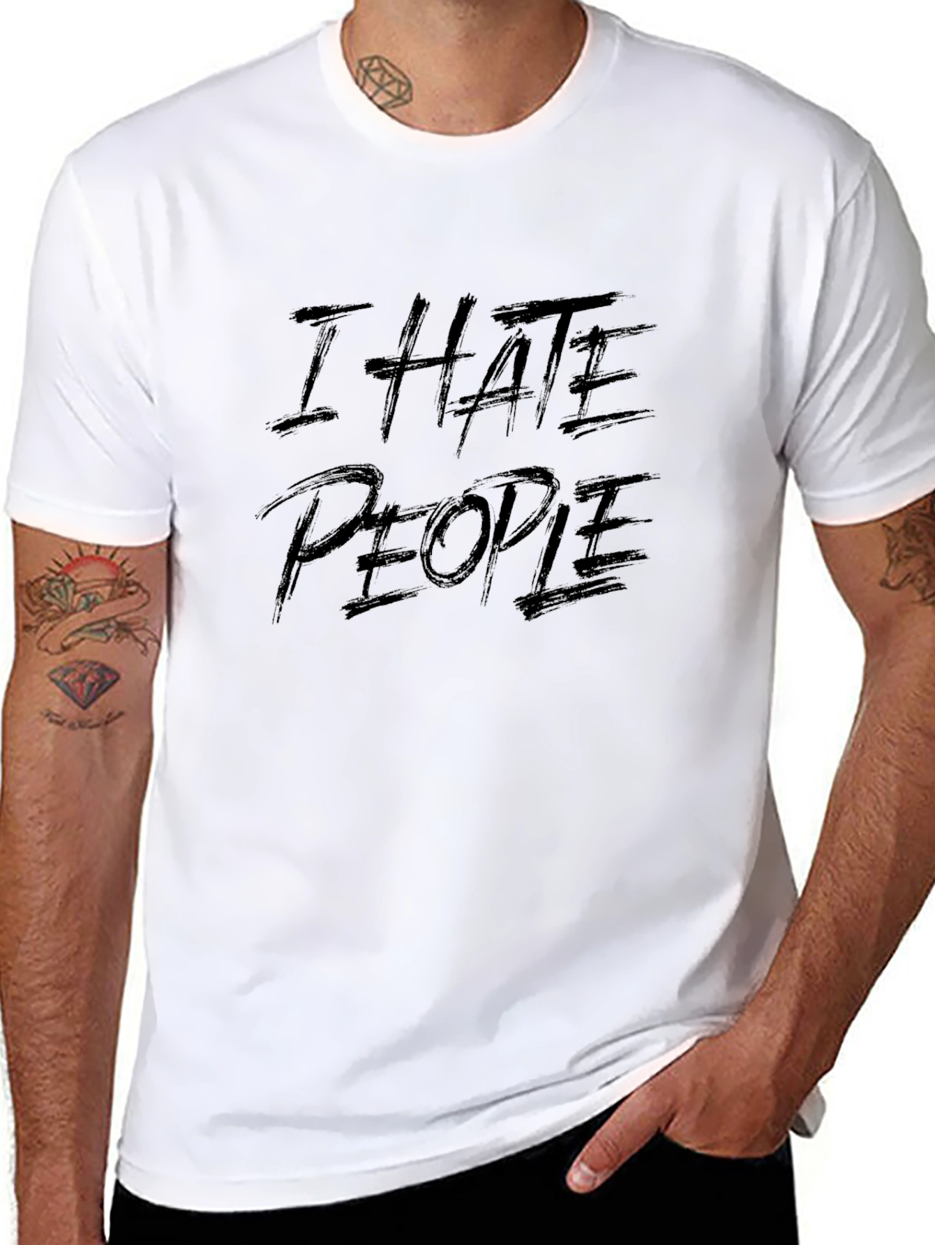 I Hate People Graphic Tee - Black Cotton T-Shirt