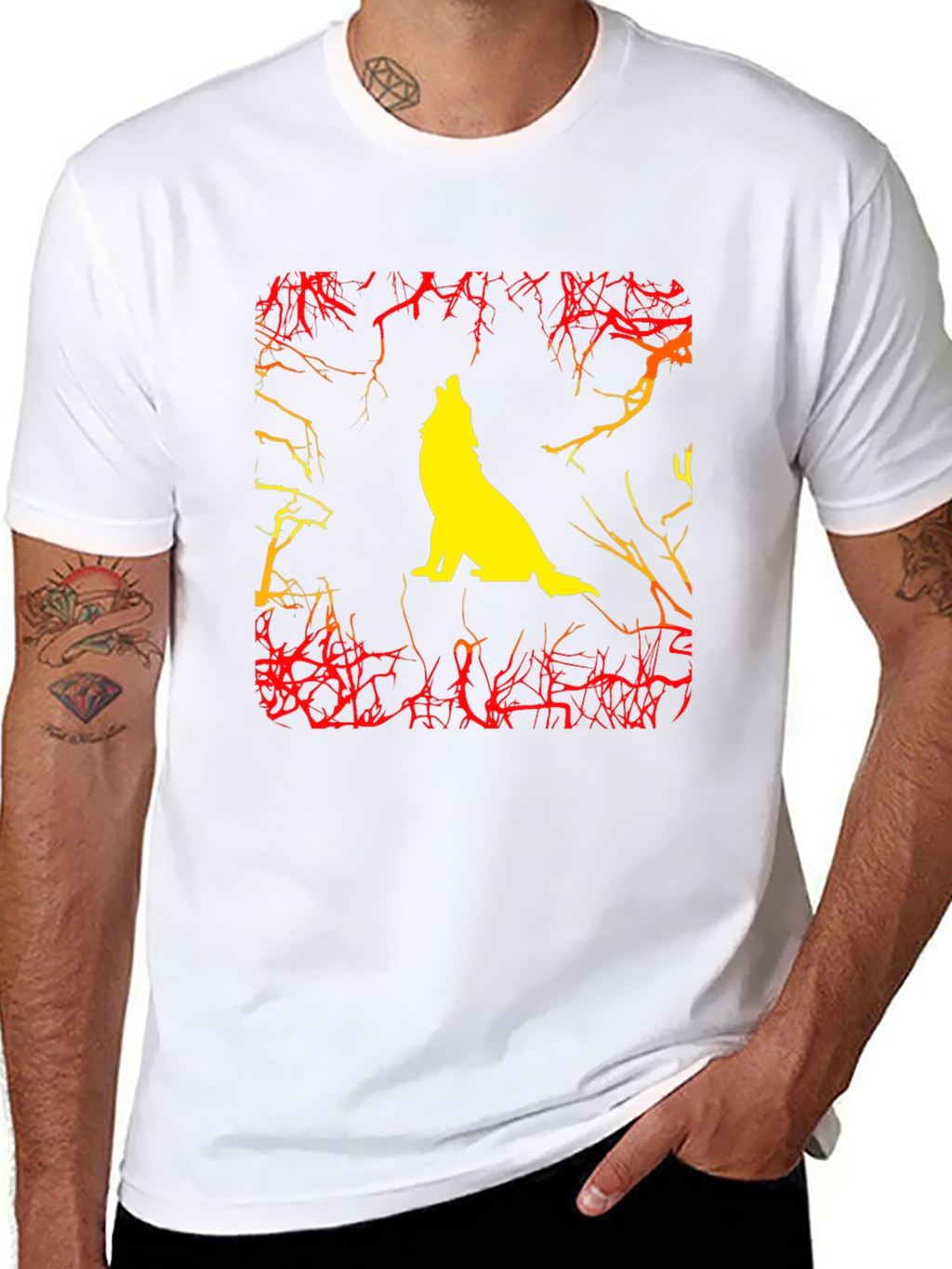 Wolf Howling Graphic Black T-Shirt