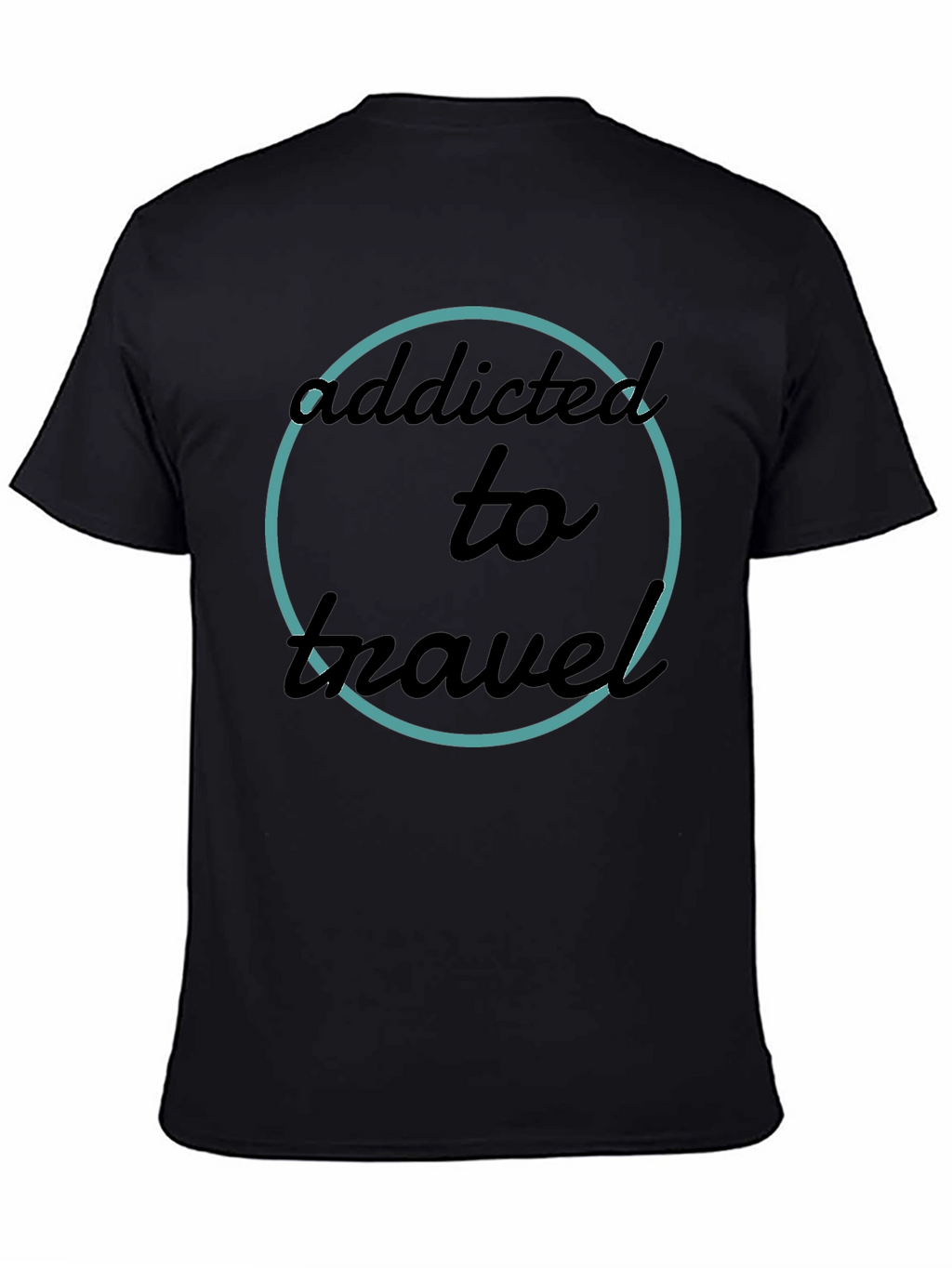 Addicted To Travel T-Shirt - Black Crew Neck