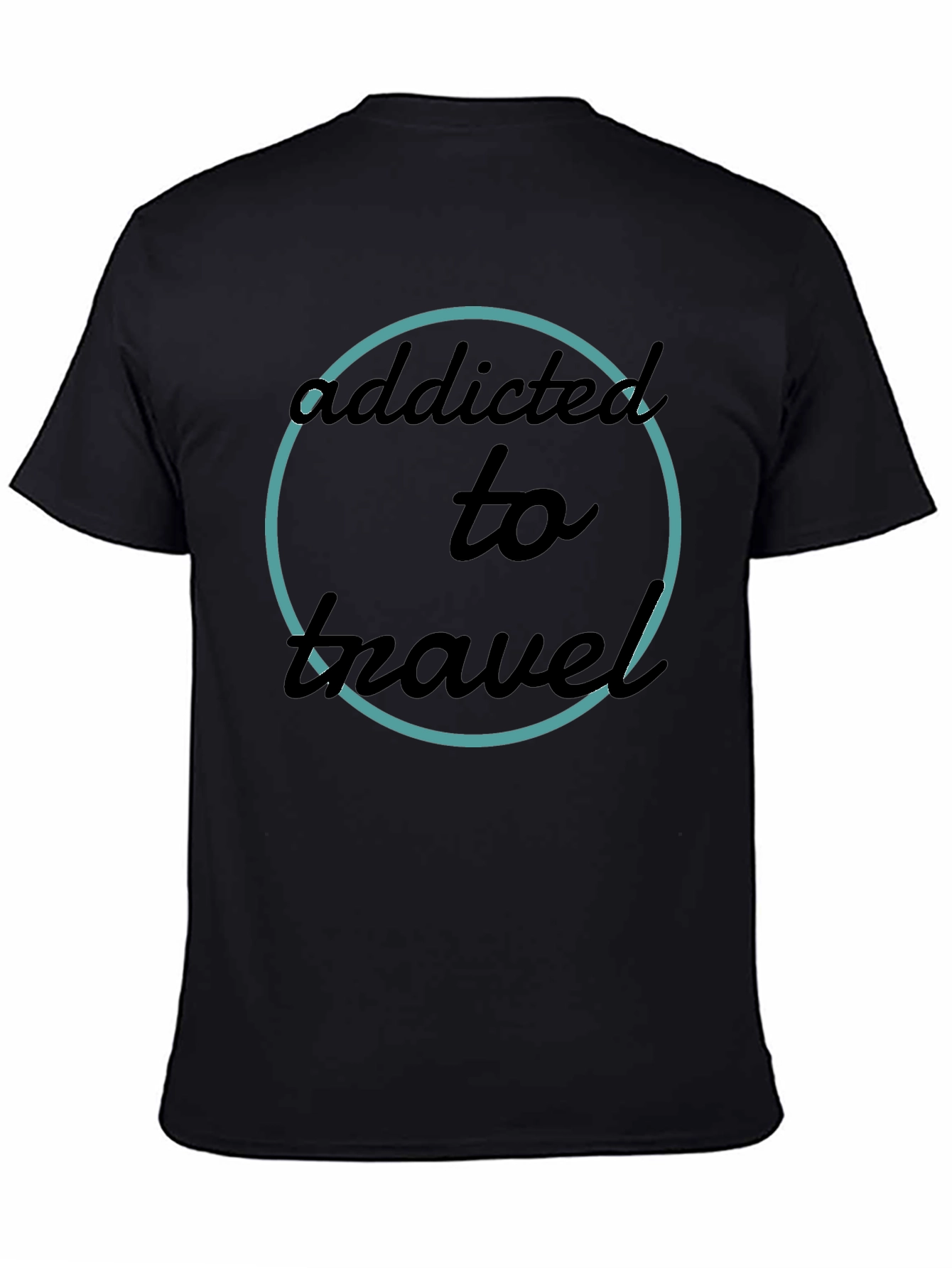 Addicted To Travel T-Shirt - Black Crew Neck